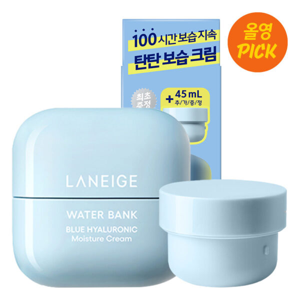 (1+1)Laneige Water Bank Blue Hyaluronic Cream Moisturizer (45+45 ml) Set (90 ml)