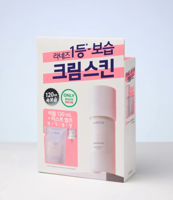 LANEIGE Cream Skin Toner & Moisturizer with Ceramides and Peptides (170 ml + 130 ml refill)+Spray - Image 2